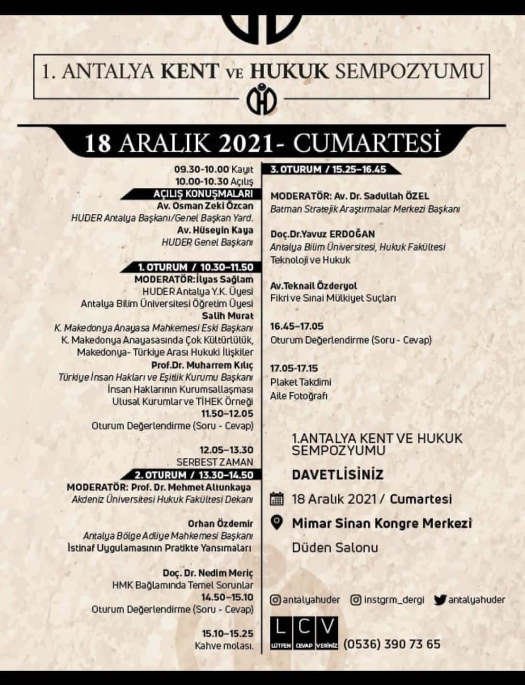 Antalya kent ve hukuk afişi